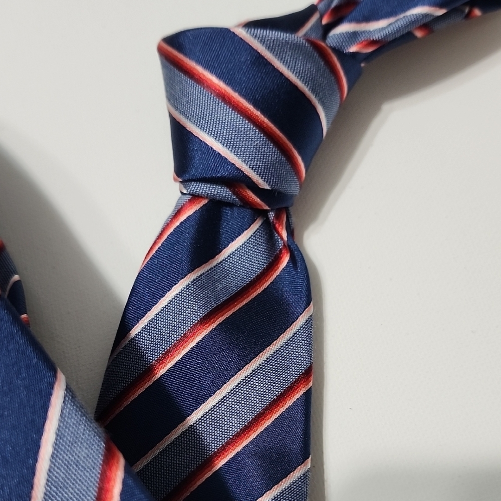 Alfani Silk Tie Blue and Red Diagonal Stripes